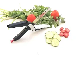 Clever Cutter Two In 1 Stainless Steel Vegetable Scissor Kitchen Knife-thumb1