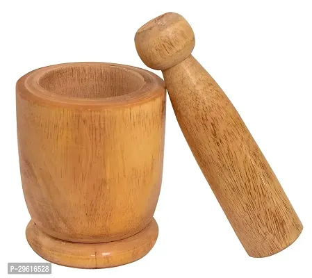 Useful Wooden Okhli Mortar And Pestle Set-thumb0