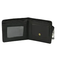 Designer Black Rexine Solid Two Fold Wallet For Men-thumb2