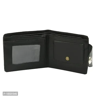 Designer Black Rexine Solid Two Fold Wallet For Men-thumb3