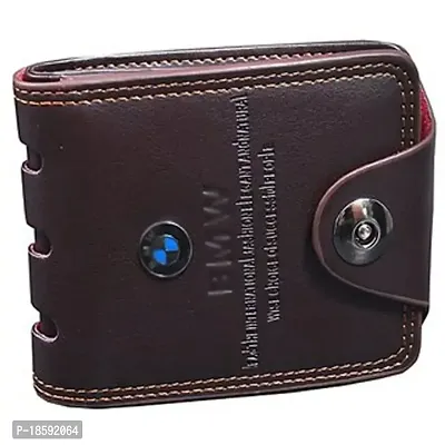 Designer Brown PU Solid Two Fold Wallet For Men-thumb2