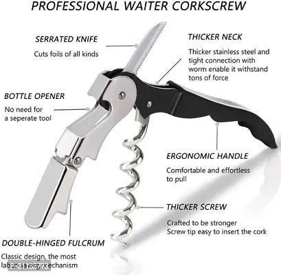 Waiter Corkscrew Wine Opener With Foil Cutter, Professional ,Black Bottle Opener For Wine And Beer-thumb3