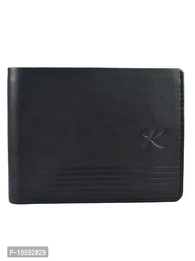 Designer Black Leather Textured Two Fold Wallet For Men