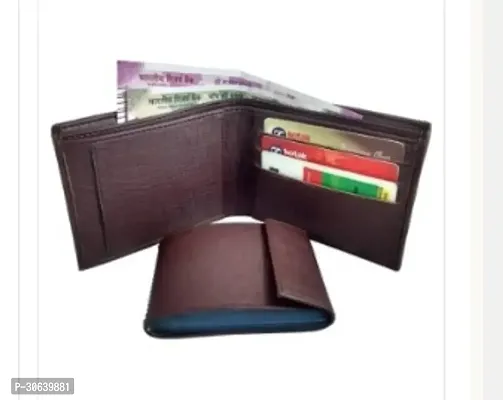 Designer Brown Artificial Leather Two Fold Wallet For Men