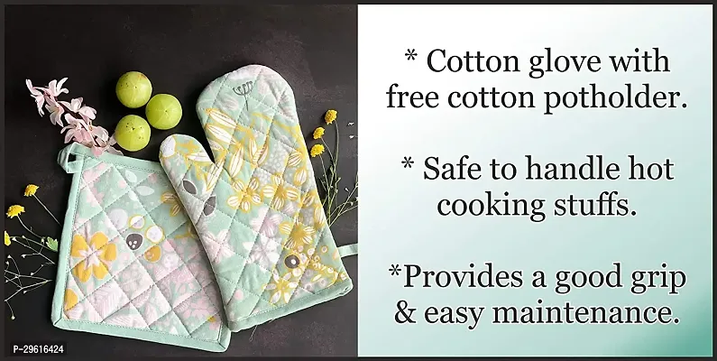 Useful Oven Mitten Printed Cotton With Free Pot Holder-thumb2