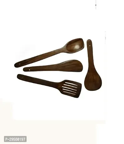 Useful Wooden Handmade Cooking Spoons- 4 Pieces