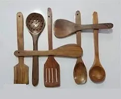 Combo Of 7 Wooden Cooking Tools And Free Wooden Paratha Sekni Or Potatomasher-thumb2