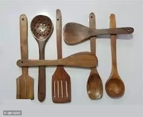 Combo Of 7 Wooden Cooking Tools And Free Wooden Paratha Sekni Or Potatomasher-thumb3