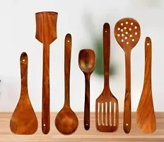 Useful Wooden Wooden Serving And Cooking Spoons Spatula - 7 Pieces-thumb4