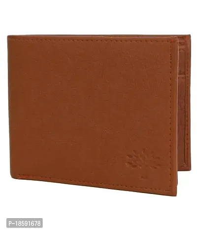 Designer Tan Artificial Leather Solid Two Fold Wallet For Men