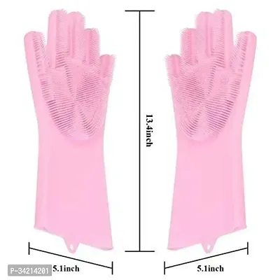 Stylish Silicone Dish Washing Gloves For Kitchen-thumb2