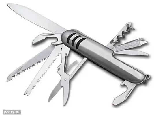 Knife Multipurpose 11 In 1 Stainless Steel Swiss Pocket Knife Multitool (Silver) Multi-Utility Knife (Silver)-thumb0