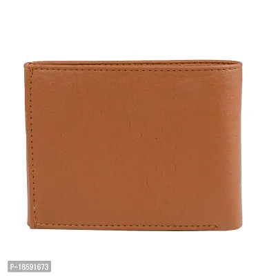 Designer Tan Artificial Leather Solid Two Fold Wallet For Men-thumb2