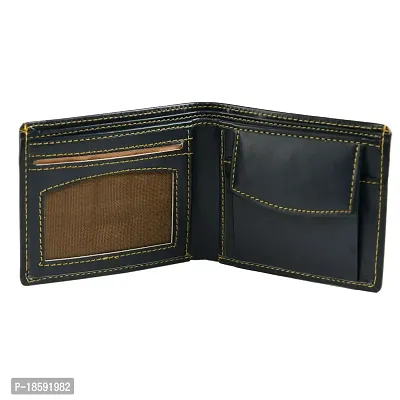 Designer Black Artificial Leather Solid Two Fold Wallet For Men-thumb2