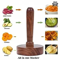 Classic 1 Piece Wooden Handmade Non-Stick Potato/Vegetable/Pav Bhaji Masher For Kitchen-thumb2