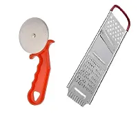 Useful Metal Pizza Cutter And Stainless Steel Multi Chippser With Handle- 2 Pieces-thumb1