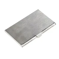 Designer Silver Metal Solid Card Holder For Men-thumb1