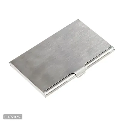 Designer Silver Metal Solid Card Holder For Men-thumb2