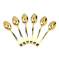 Useful Metal Marriage Gifting Golden Spoons Set- 6 Pieces-thumb1