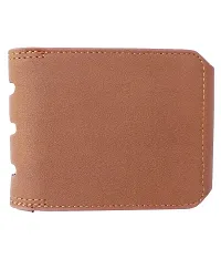 Designer Tan Artificial Leather Solid Two Fold Wallet For Men-thumb1