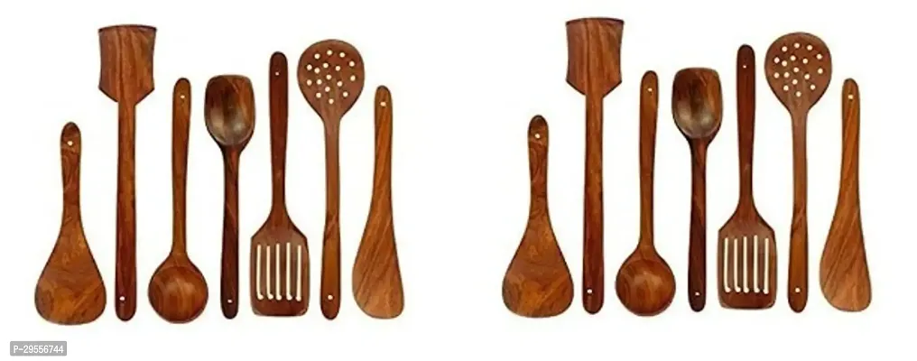 Combo 14Pcs Wooden Tools Cooking Serving Kitchen Tools Handmade Spatula-thumb0