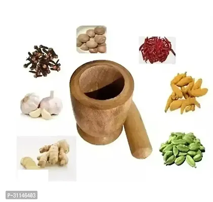 Durable Wooden Mortar and Pestle Set For Kitchen