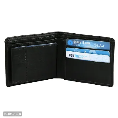 Designer Black Artificial Leather Solid Two Fold Wallet For Men-thumb2