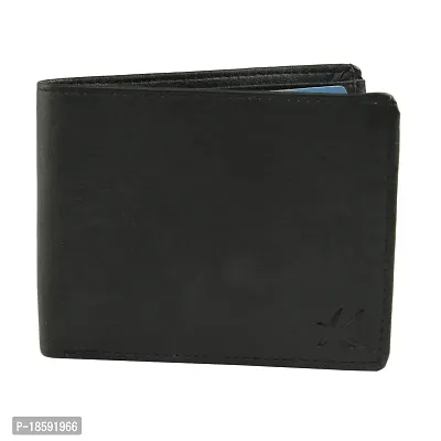 Designer Black Artificial Leather Solid Two Fold Wallet For Men