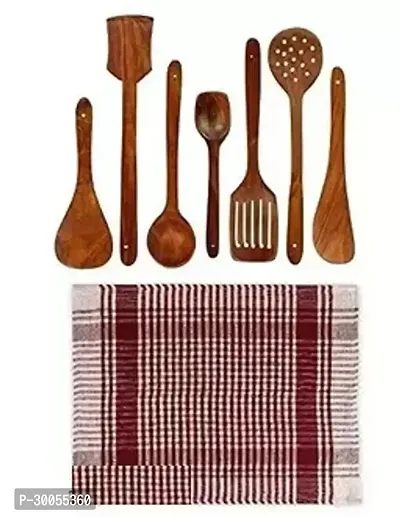 Combo Of 7 Wooden Cooking Tools And 1 Kitchen Cloth