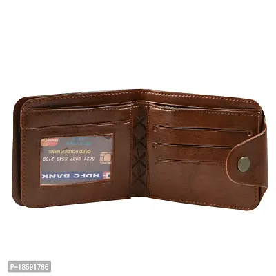 Designer Brown Artificial Leather Solid Two Fold Wallet For Men-thumb2