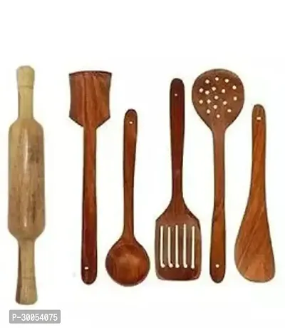 Wooden Spatulas Cooking Spoon With Rolling Pin Belan Pack Of 6