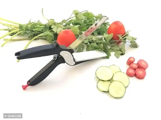 Clever Cutter Two In 1 Stainless Steel Vegetable Scissor Kitchen Knife-thumb2