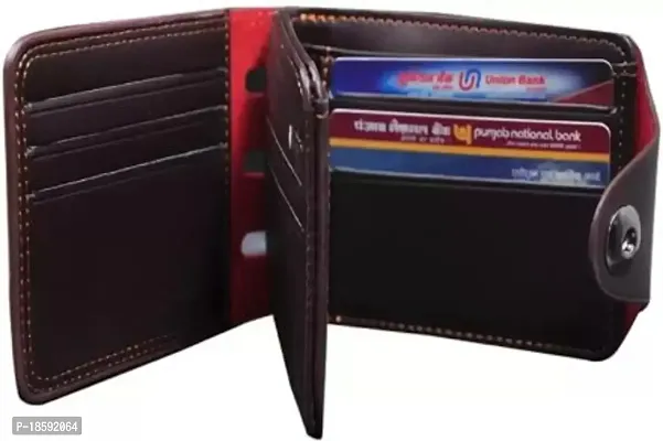 Designer Brown PU Solid Two Fold Wallet For Men-thumb3