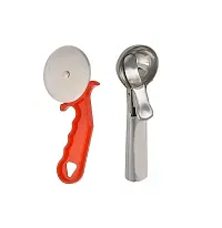 Useful Metal Pizza Cutter And Stainless Steel Ice Cream Scoop- 2 Pieces-thumb2