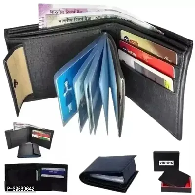 Designer Black Artificial Leather Two Fold Wallet For Men-thumb2