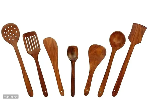 7 Pcs Wooden Handcrafted Cooking Spatulas Tools-thumb0