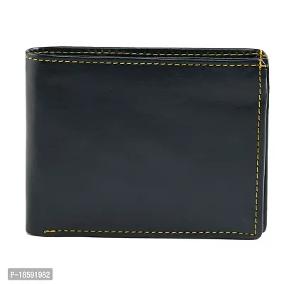 Designer Black Artificial Leather Solid Two Fold Wallet For Men