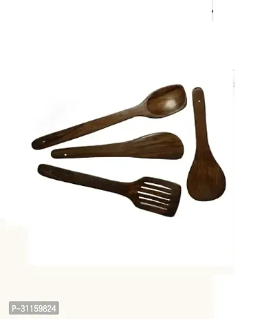 Set Of 4 Wooden Handmade Cooking Spoons