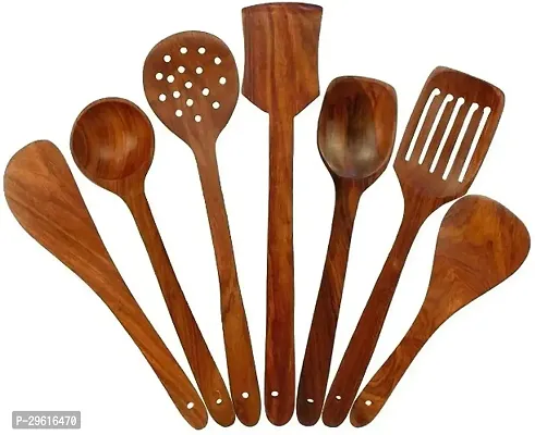 Useful Wooden Wooden Handmade Spatula Spoons For Cooking And Serving - 7 Pieces-thumb3