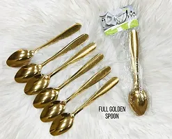 Useful Metal Golden Engraving Spoons- 6 Pieces-thumb2