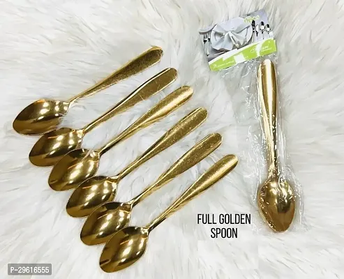 Useful Metal Golden Engraving Spoons- 6 Pieces-thumb3