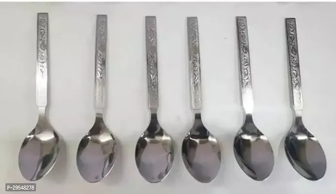 Steel Spoons Dinning Table Kitchenware Used Pack Of 6-thumb0