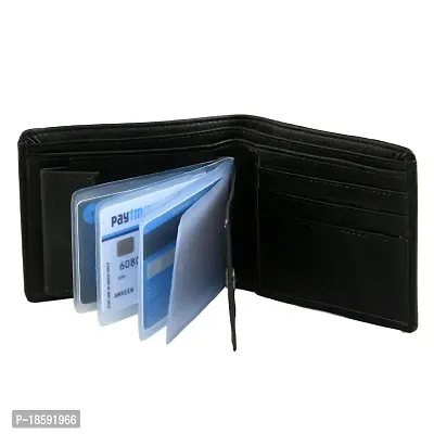 Designer Black Artificial Leather Solid Two Fold Wallet For Men-thumb3