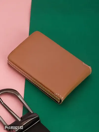 Designer Tan Artificial Leather Textured Card Holder For Men