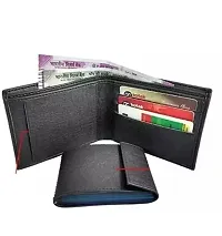 Designer Black Artificial Leather Two Fold Wallet For Men-thumb2