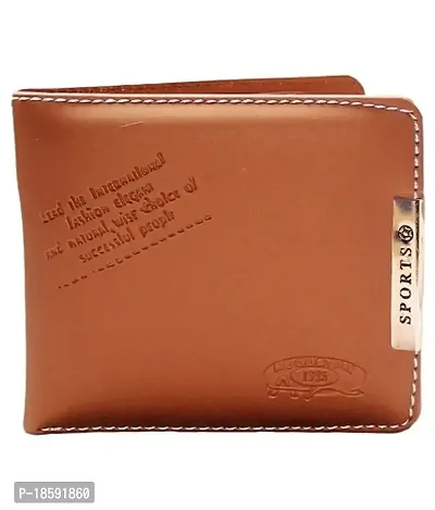 Designer Brown Rexine Solid Two Fold Wallet For Men-thumb0