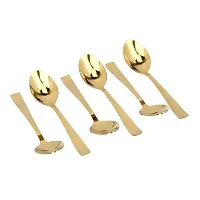 Useful Golden Stainless Steel Cutlery Spoon Set- 6 Pieces-thumb2