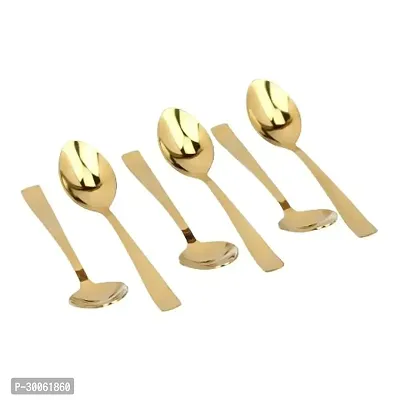 Useful Golden Stainless Steel Cutlery Spoon Set- 6 Pieces-thumb3