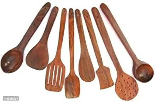8 Wooden Kitchen Tools Handmade Spatula Wooden Cooking Serving Spoon