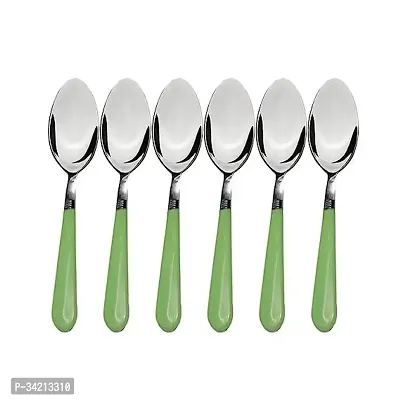 6 Pcs Half Steel Half Plastic Spoons-thumb0